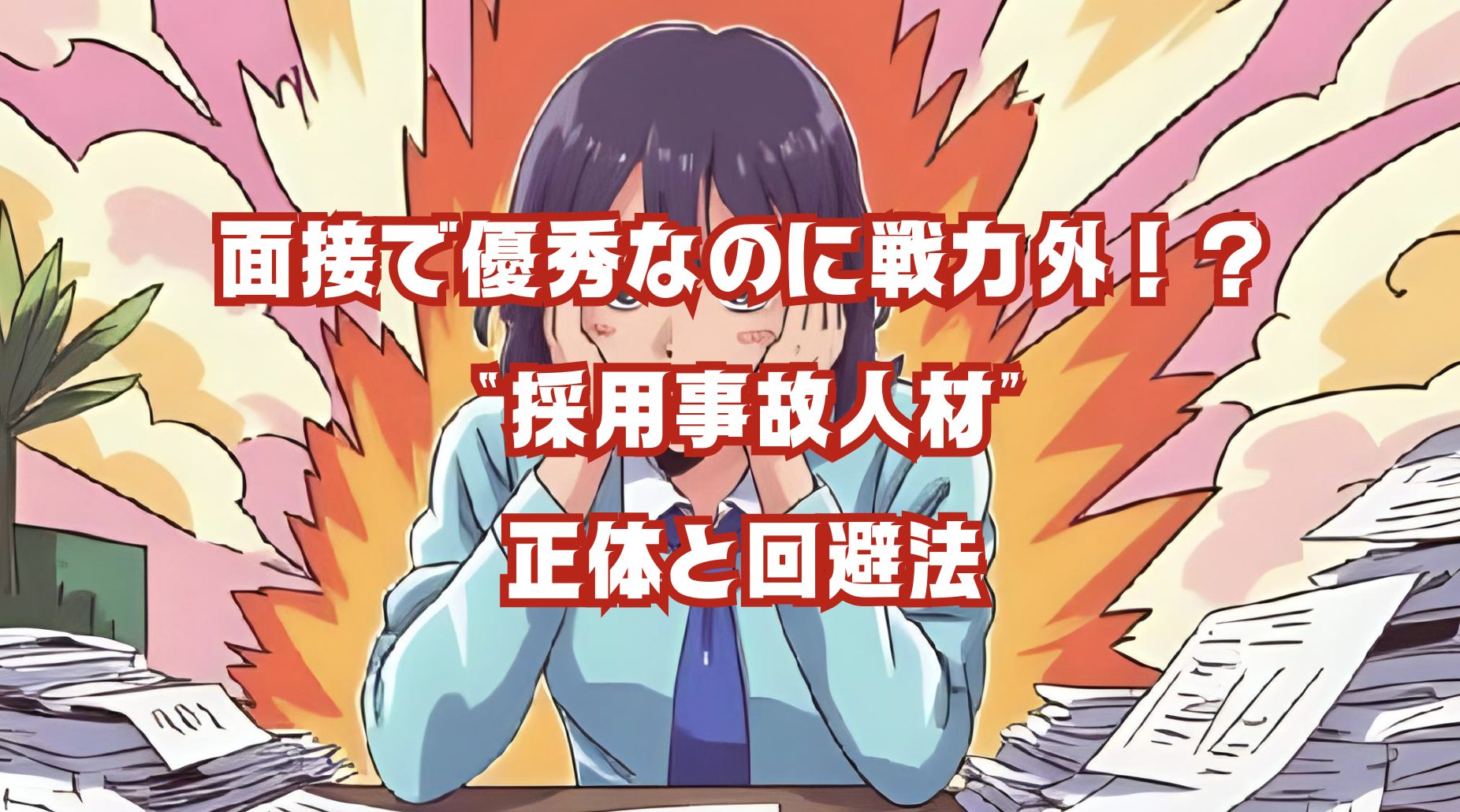 面接と実務のギャップに悩む採用担当のイラスト