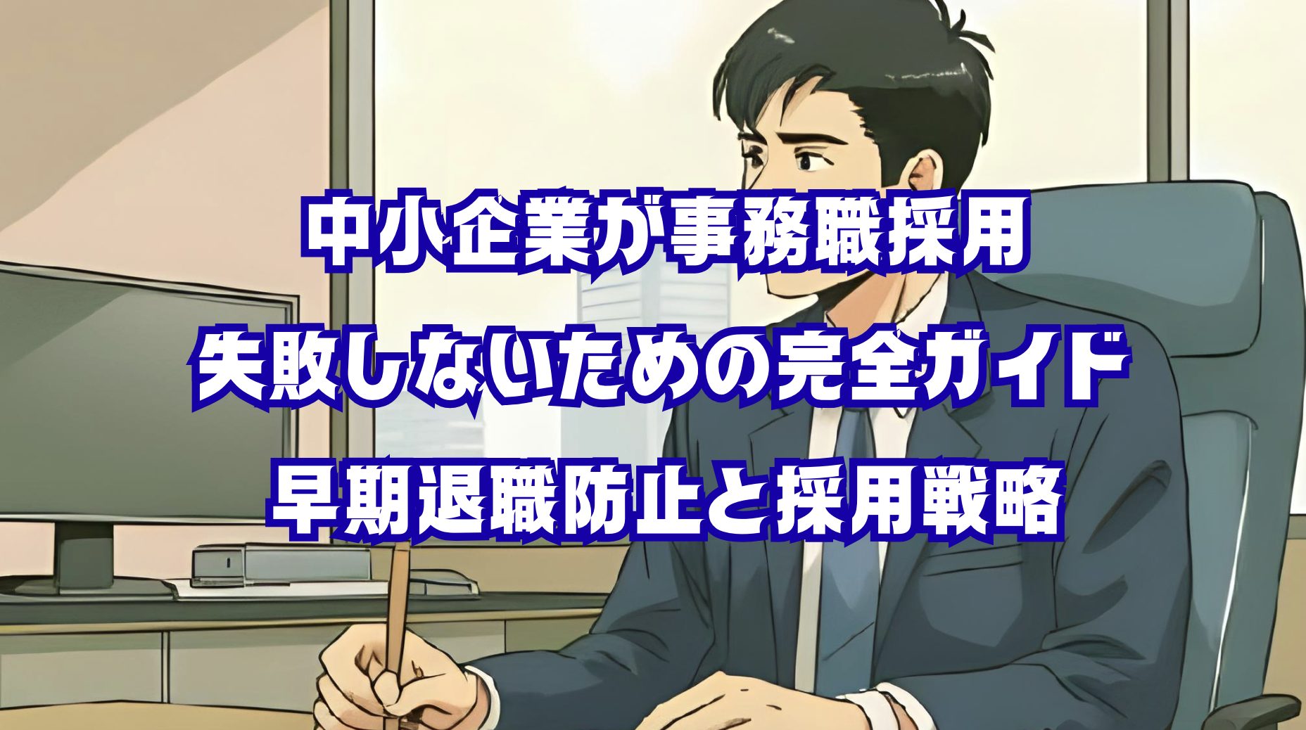 事務職採用に悩む中小企業の担当者が会議する様子